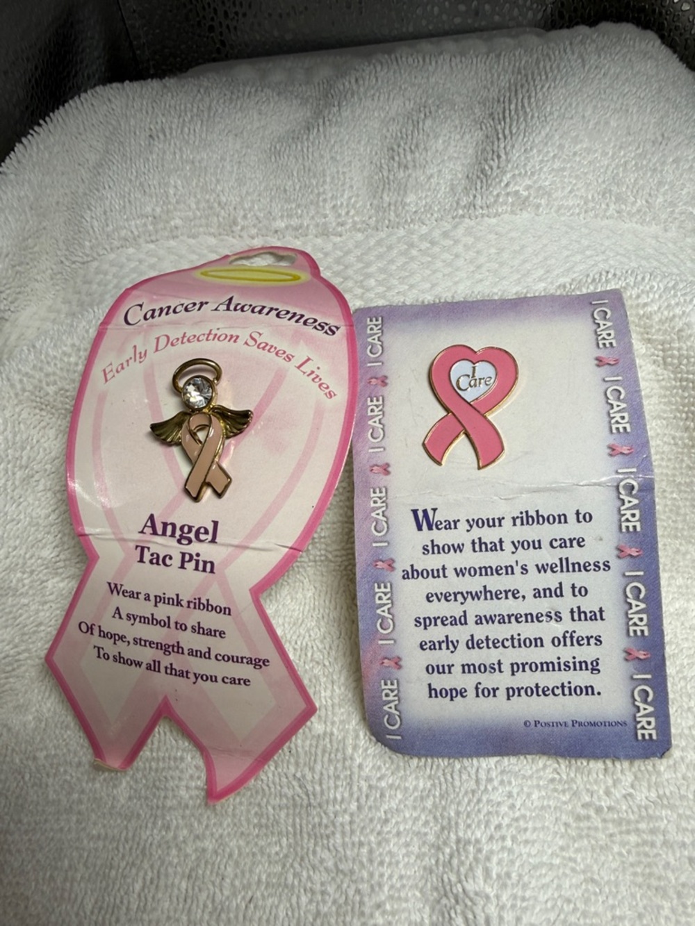 13 Pink Ribbon Lapel style Pins. 1 Angel Gold-Tone Pin